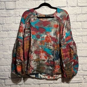 NWT Tolani Collection Abstract 100 Percent Modal Blouse Top Medium